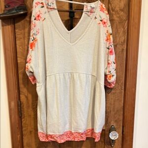 Floral Cream and Orange Women's Top
